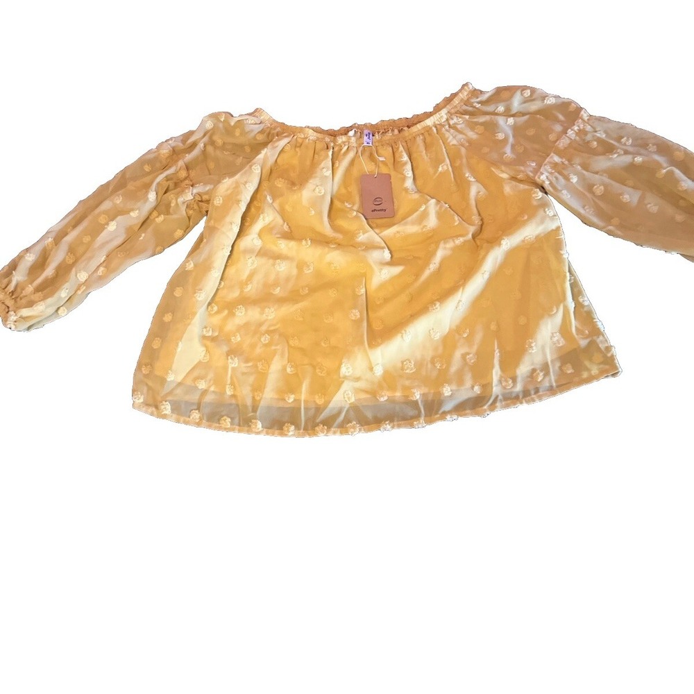Women Shoulder Off Yellow mustard Top Size XL Ladies Blouse